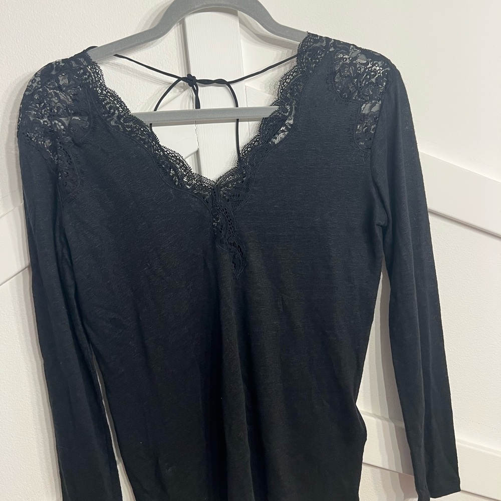 Sandro Black Lace Detail Women's Blouse
